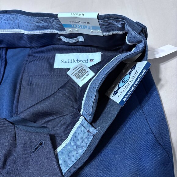 Saddlebred Traveler Comfort Flex Dress Pants 36x32 Dark Blue Straight Fit NWT - Picture 8 of 13